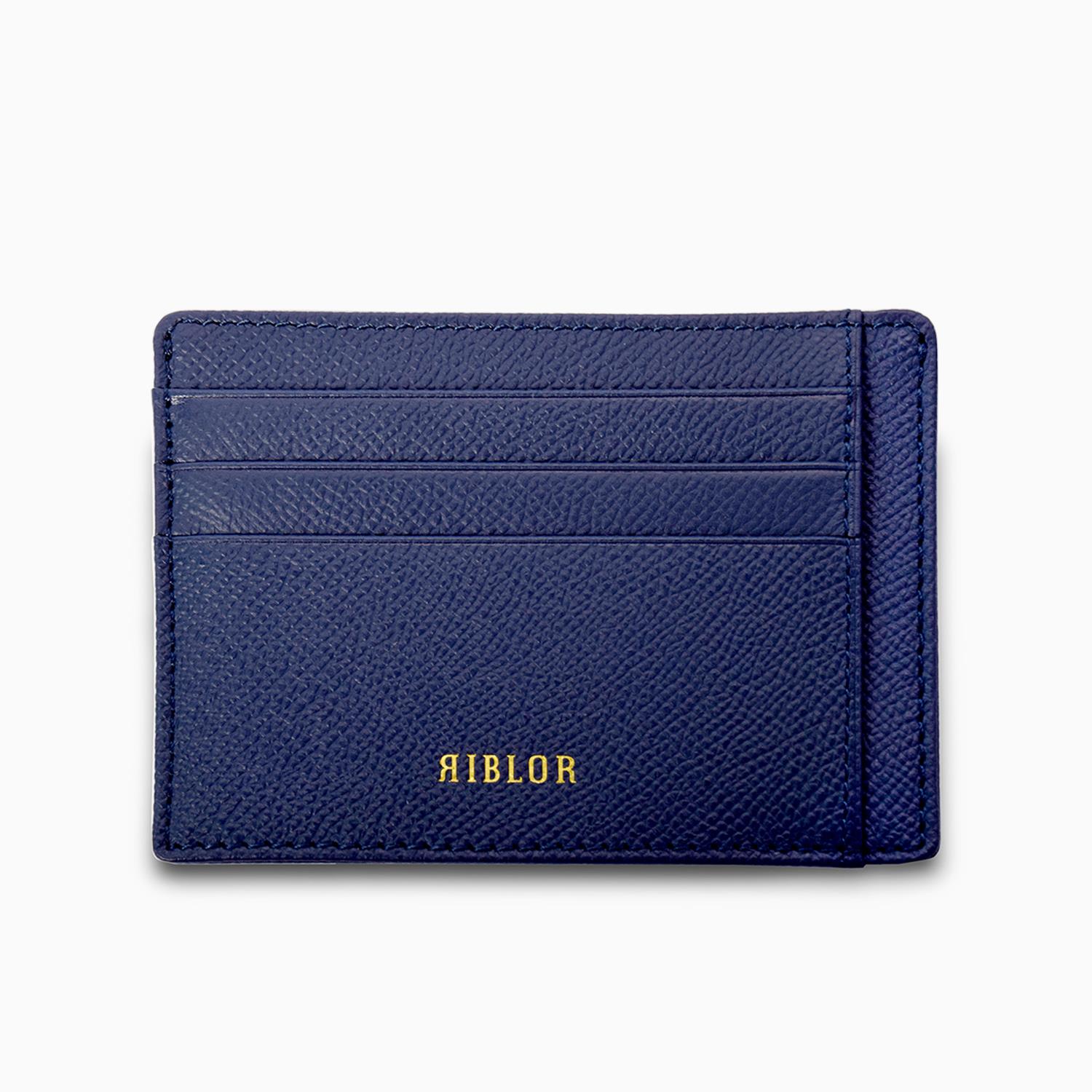 Salvio 6 Card Italian Leather Card Holder Navy Blue 